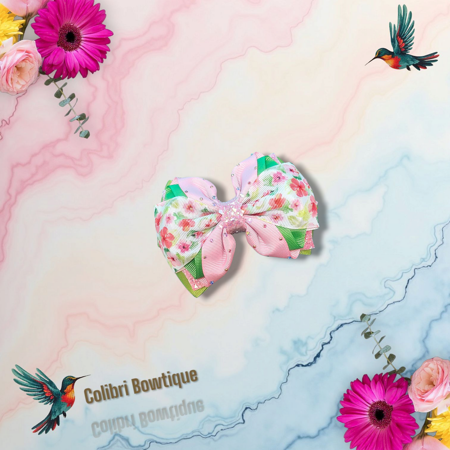 Flower Theme Hair Bow