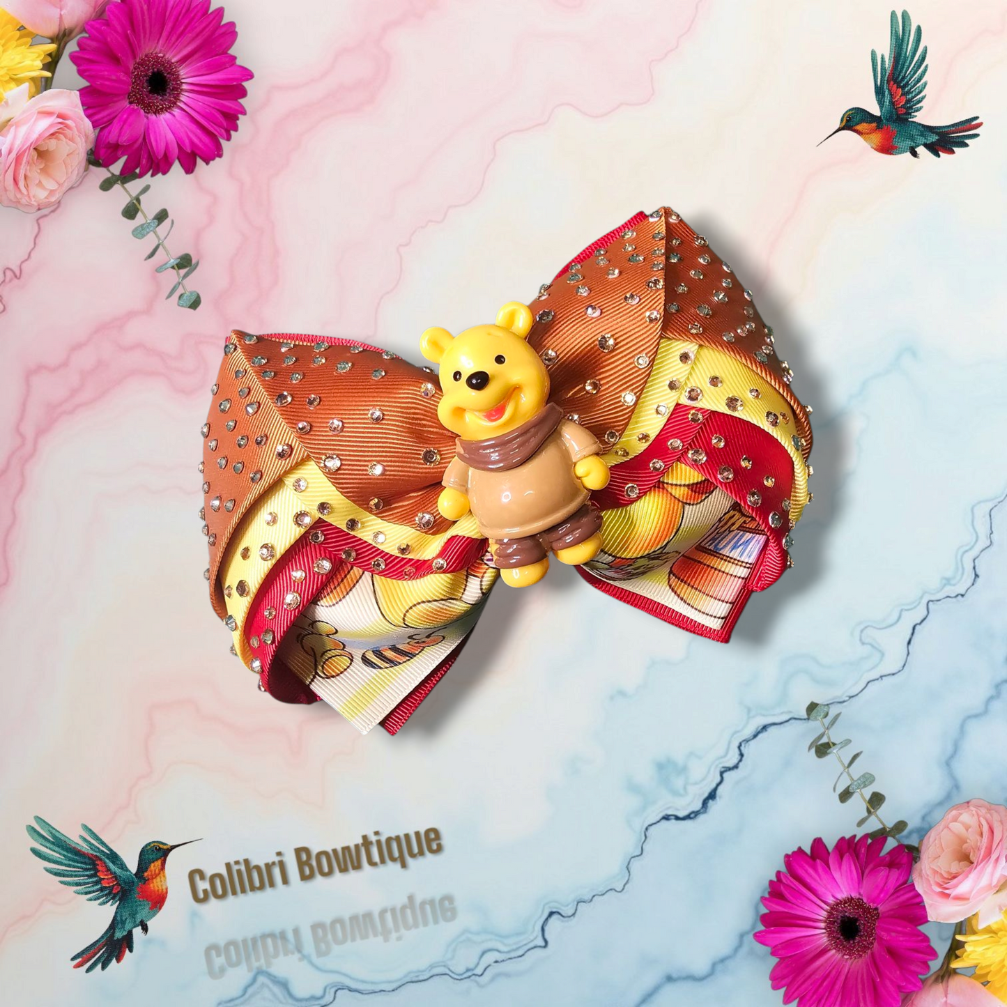 Gutta Brown, Yellow and Red Theme Hair Bow