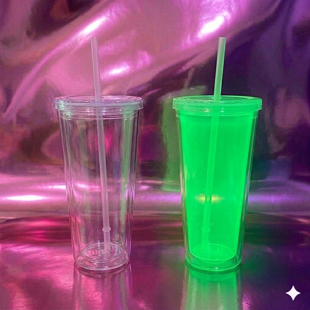 24oz Glow in the Dark Acrylic Snow Globe Cup