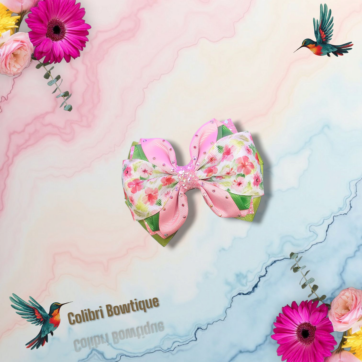 Flower Theme Hair Bow