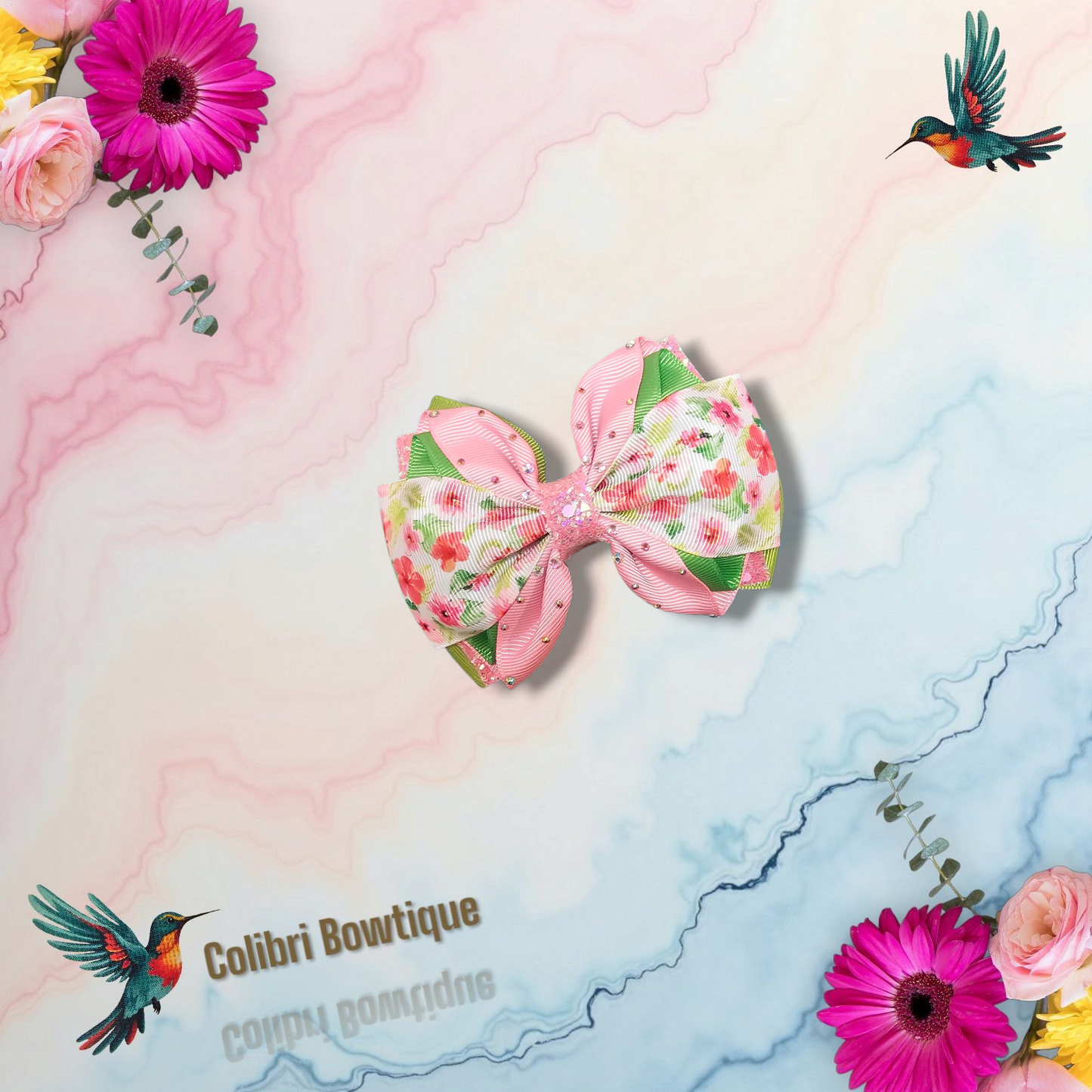 Flower Theme Hair Bow