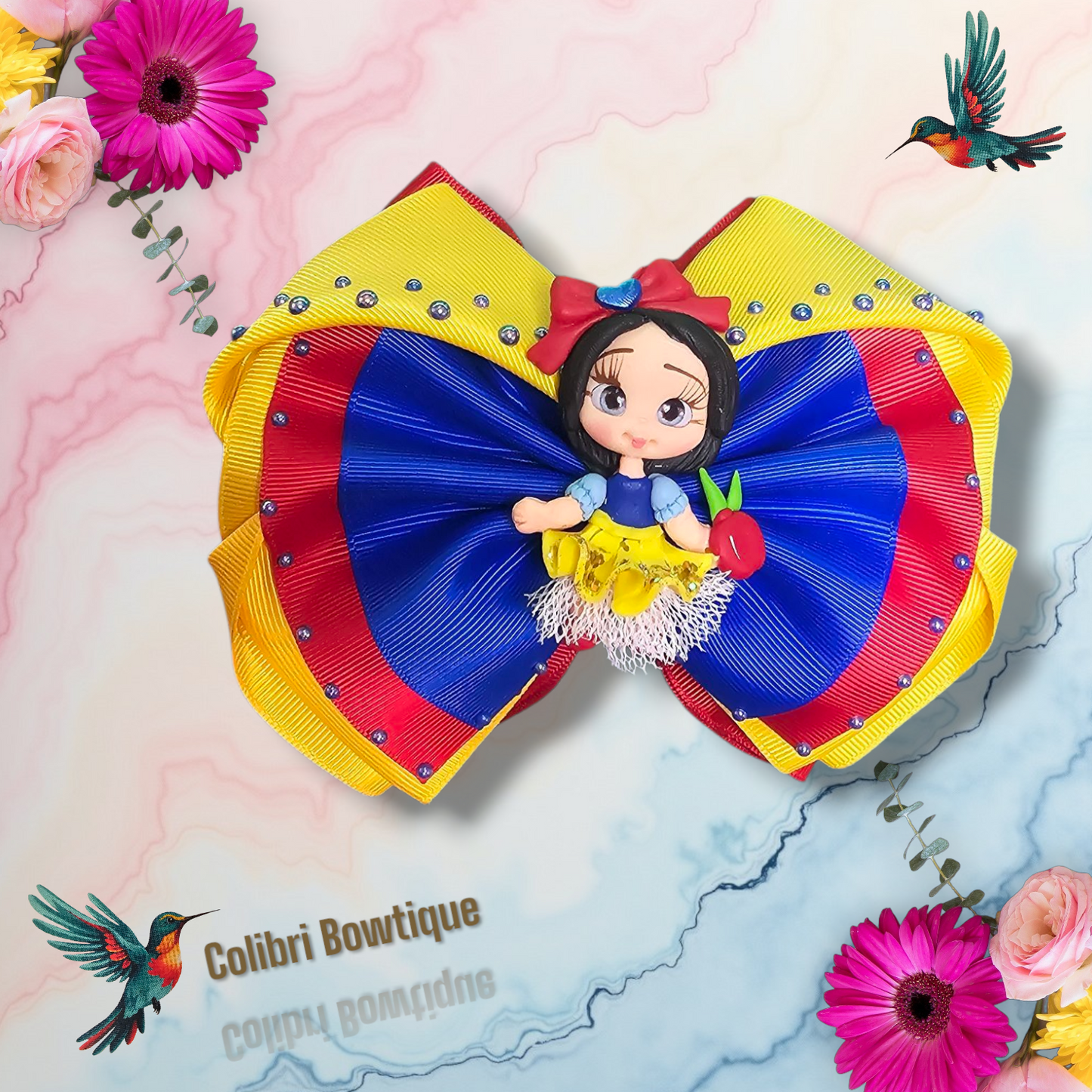 Two Color Gutta and Lace Hair Bow