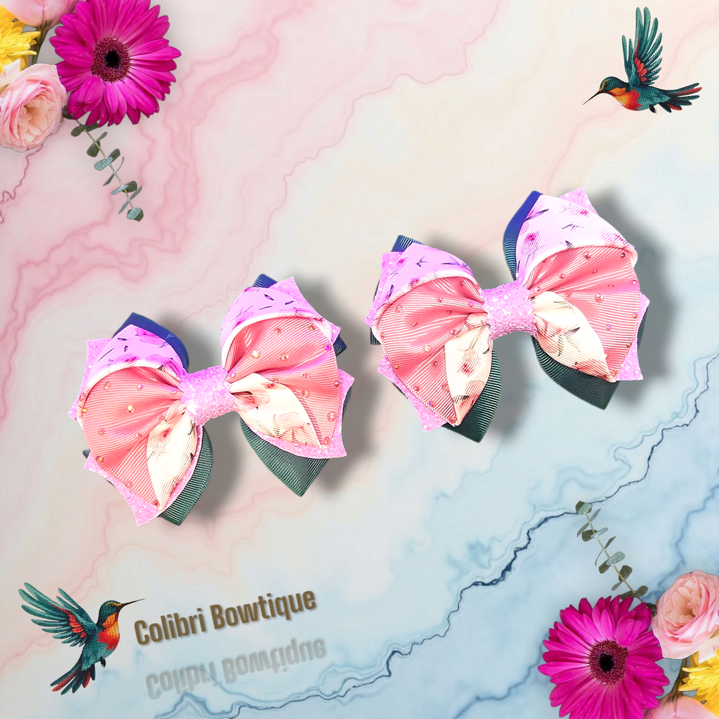Flower Theme Hair Bow