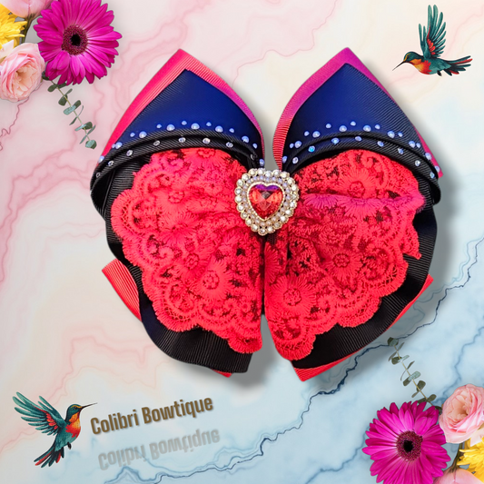 Two Color Gutta and Lace Hair Bow