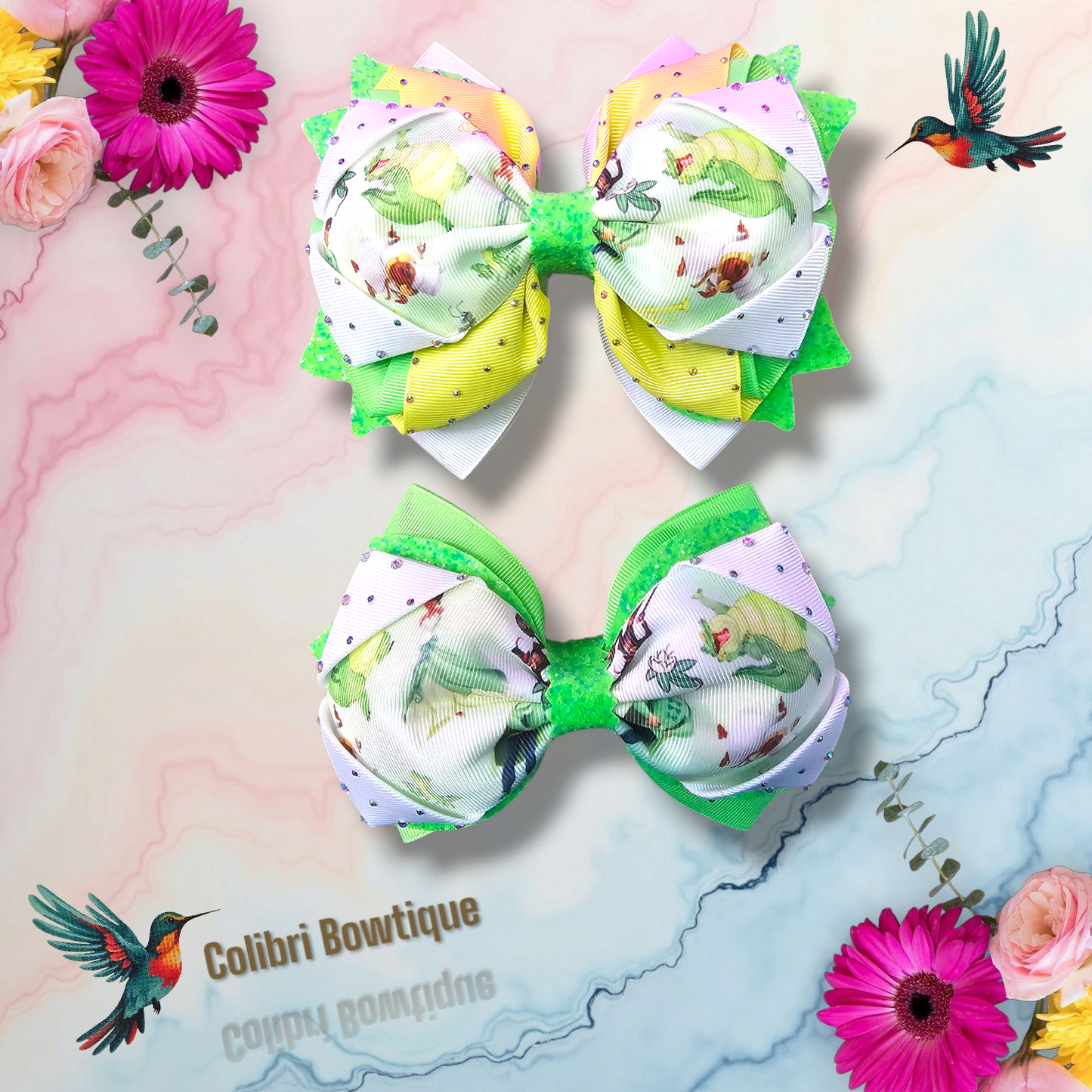 2 Large Bows Same Theme