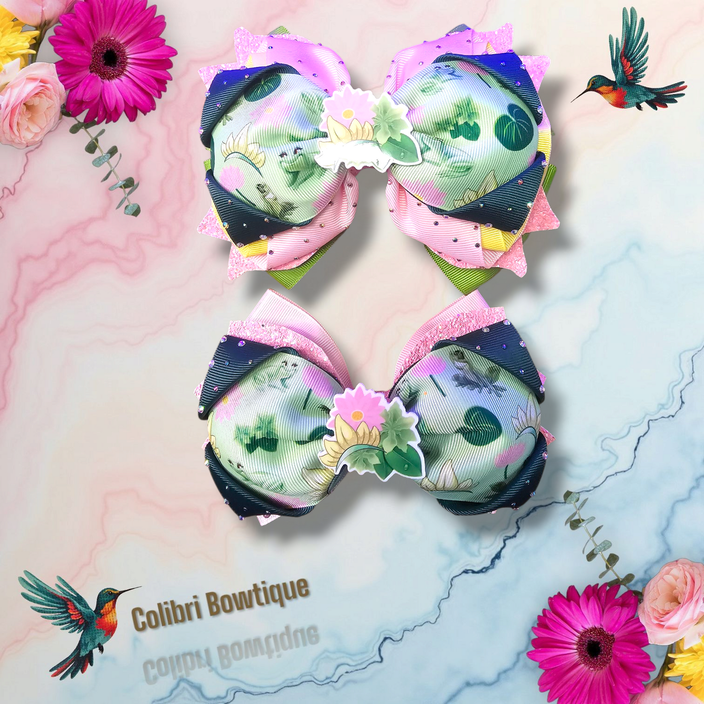 2 Large Bows Same Theme