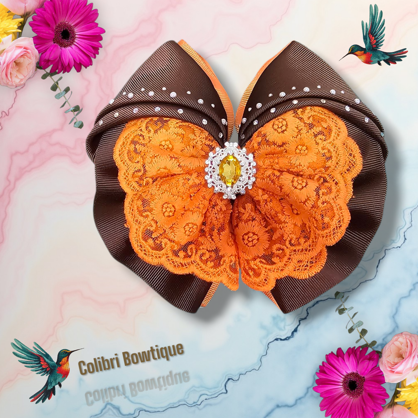 Two Color Gutta and Lace Hair Bow