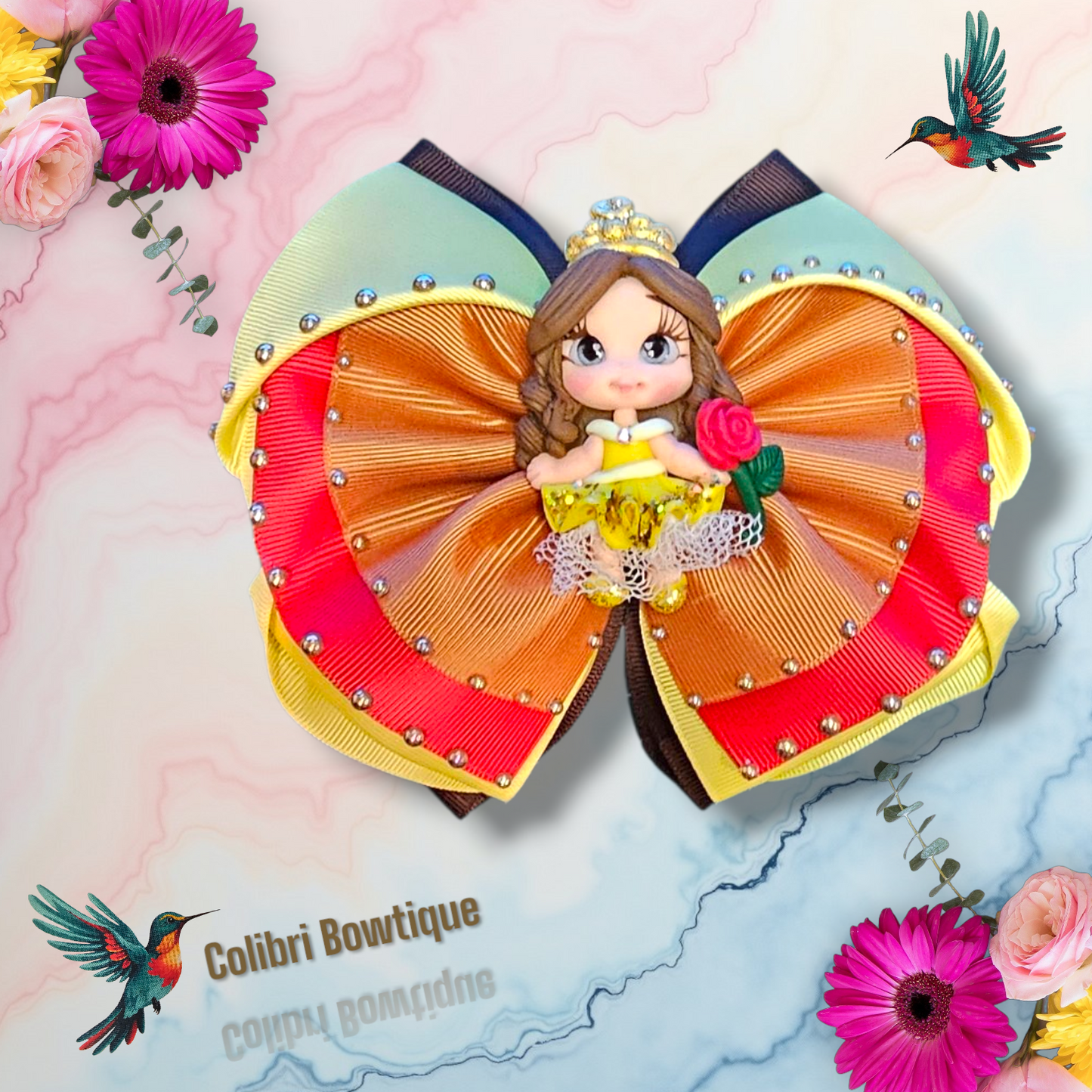 Two Color Gutta and Lace Hair Bow