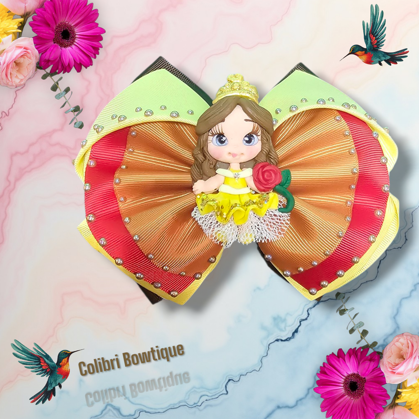 Two Color Gutta and Lace Hair Bow